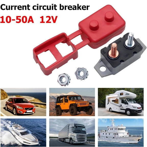 NATEFEMIN DC 12V 24V Circuit Breaker 50A Screw Mount Installation Short Circuit Protection For Car Truck RV Marine System