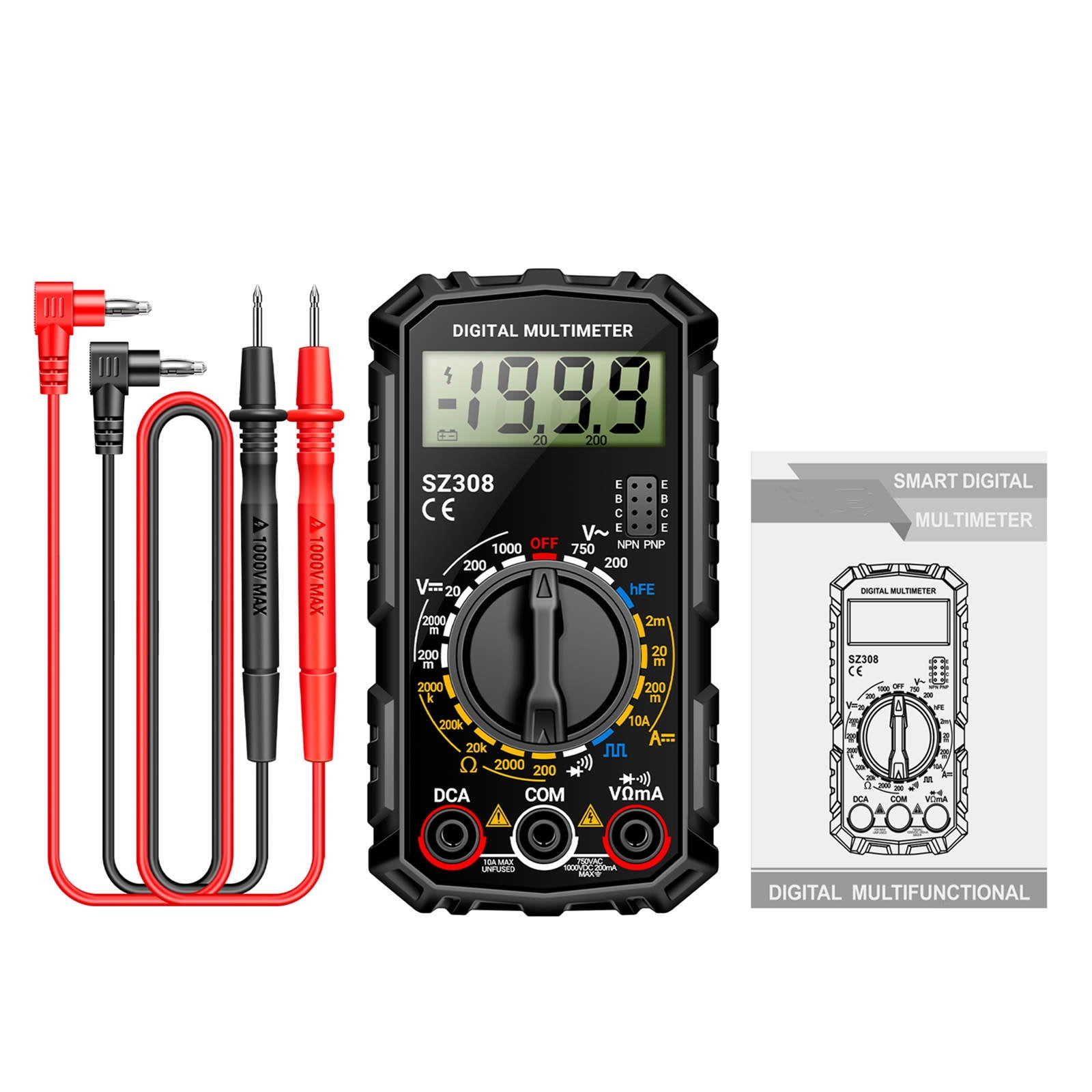 NATEFEMIN Digital Multimeter Test Probes Included For Diode Transistor ...