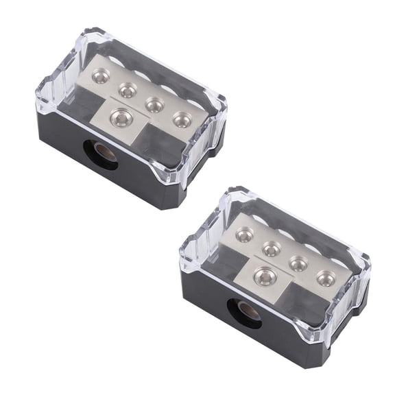 NATEFEMIN Distribution Block Power Ground Car Audio 2pc 0 4 Gauge Input 4 10 Gauge Output Solid Weather Resistant