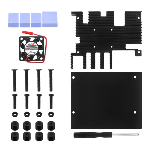 NATEFEMIN Durable Aluminum Alloy Case with Cooling for Orange Pi 5 Plus Fan Heatsink Thermal Pad Active Passive Cool