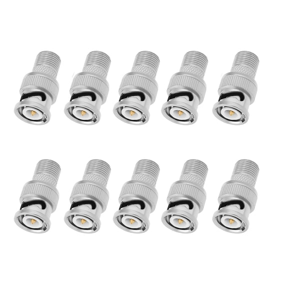 NATEFEMIN F Female to BNC Male Adapter 10 Pack for CCTV DVR Applications Durable Compact 50 Ohm Characteristic Impedance