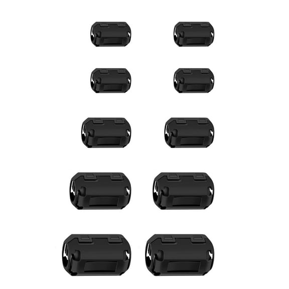 NATEFEMIN Ferrite Core Clip for EMI RFI Suppression in Cables 10 Pieces Assorted Sizes 3.5/5/7/9/13mm for LED Lights and Radios