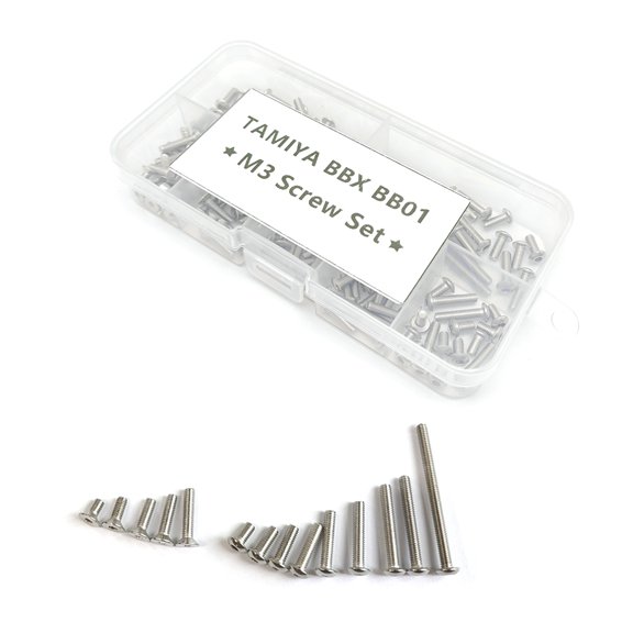 NATEFEMIN For 1/10 RC Models M3 Screw Kit Steel Silver Hexagon Socket Button Flat Countersunk Durable Corrosion Resistance