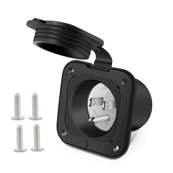 NATEFEMIN Generator Battery Charger Plug 15A RV Power Inlet for RVs Campers Trailers Boats Marine Use Simple Installation