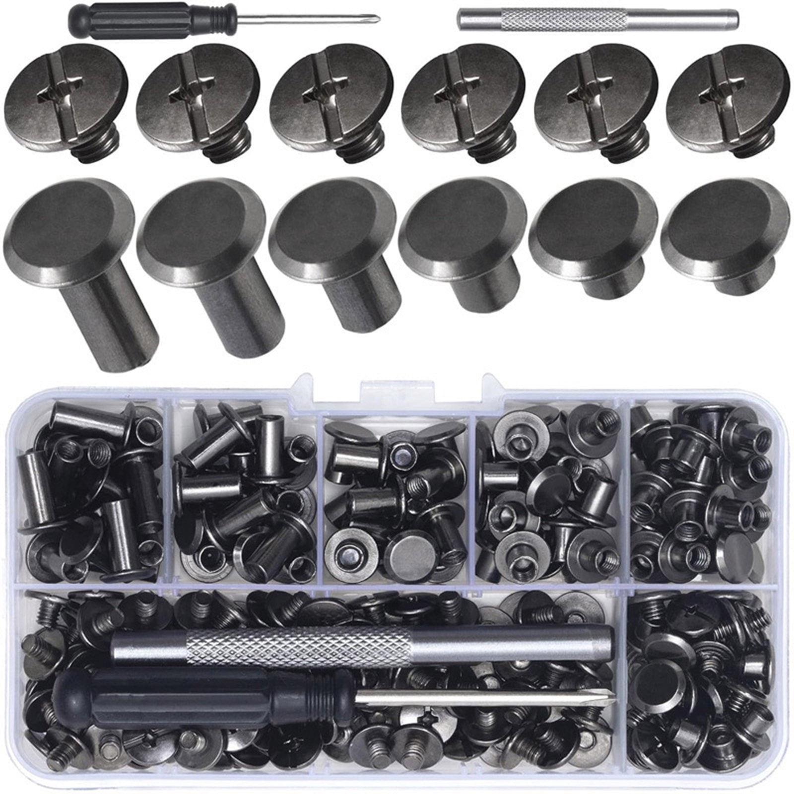 NATEFEMIN Leather Chicago Screws Binding Posts Iron 110 Sets M5 Assorted for Connecting Belts Bags