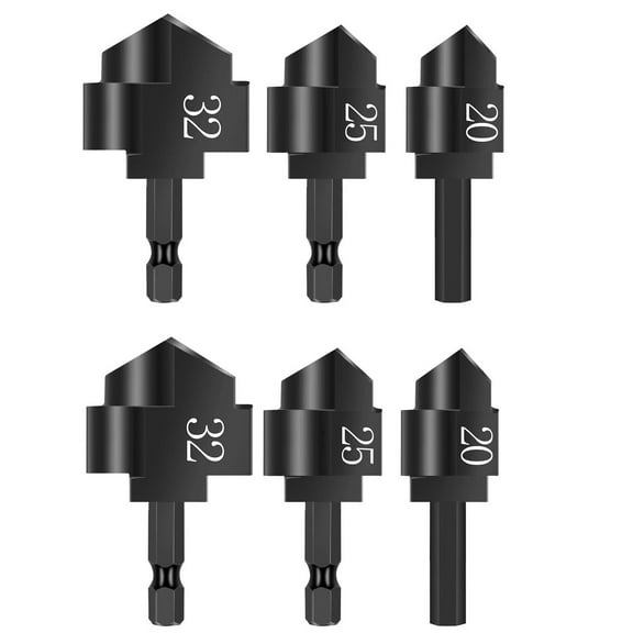 NATEFEMIN Lifting Stepped Drill Bit Set for PPR PVC Pipe Chamfering Reaming 20 25 32mm Carbon Steel 6PCS