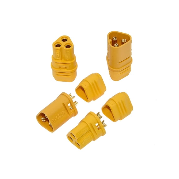 NATEFEMIN MT30 Plug Connector Set 5 Male 5 Female Brass Gold Plated 15A 30A Current PA Insulation 500V DC 16AWG Wire Connect