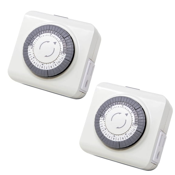 NATEFEMIN Mechanical Timer 2PCS Set 110 125V Operation 15A Capacity Flame Retardant Housing For Electrical Devices
