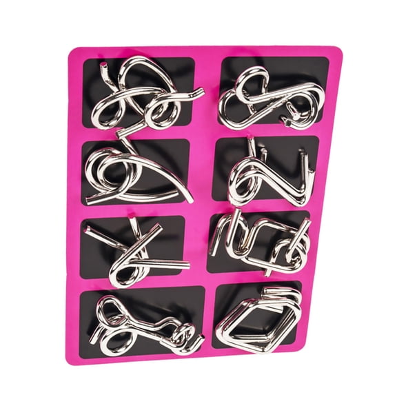 NATEFEMIN Metal Jigsaw Puzzle Set 8 Classic Brain Teasers Wire Interlocking Game Improve IQ EQ for Teens Adults and Seniors