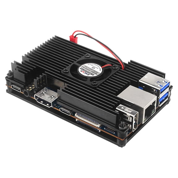 NATEFEMIN Motherboard Aluminum Protective Case Cooling Fan Groove Design Better Heat Dissipation Electronic for Orange pi 5
