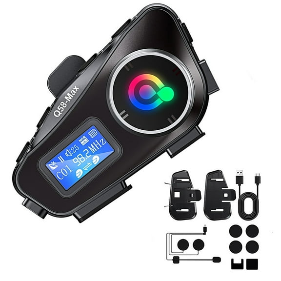NATEFEMIN Motorcycle Headset Helmet Intercom Headset Universal Communication Systems with LCD Screen