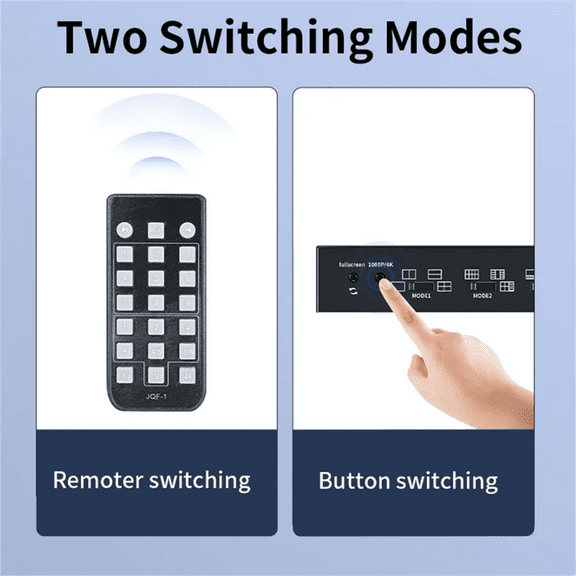 NATEFEMIN Multiviewer HD Switch 9x1 4K 30Hz IR Remote 10 Screen Options Security Control Broadcast Multimedia