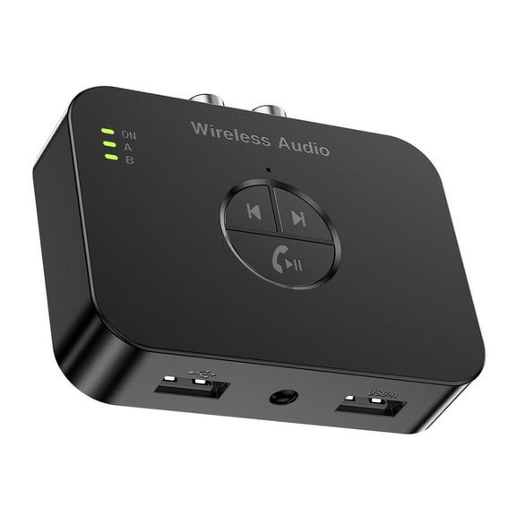 NATEFEMIN Music Streaming Bluetooth Adapter 5.4 for Home Cars Listen to your Phone Tablet via USB Aux RCA Cables Dual USB Ports