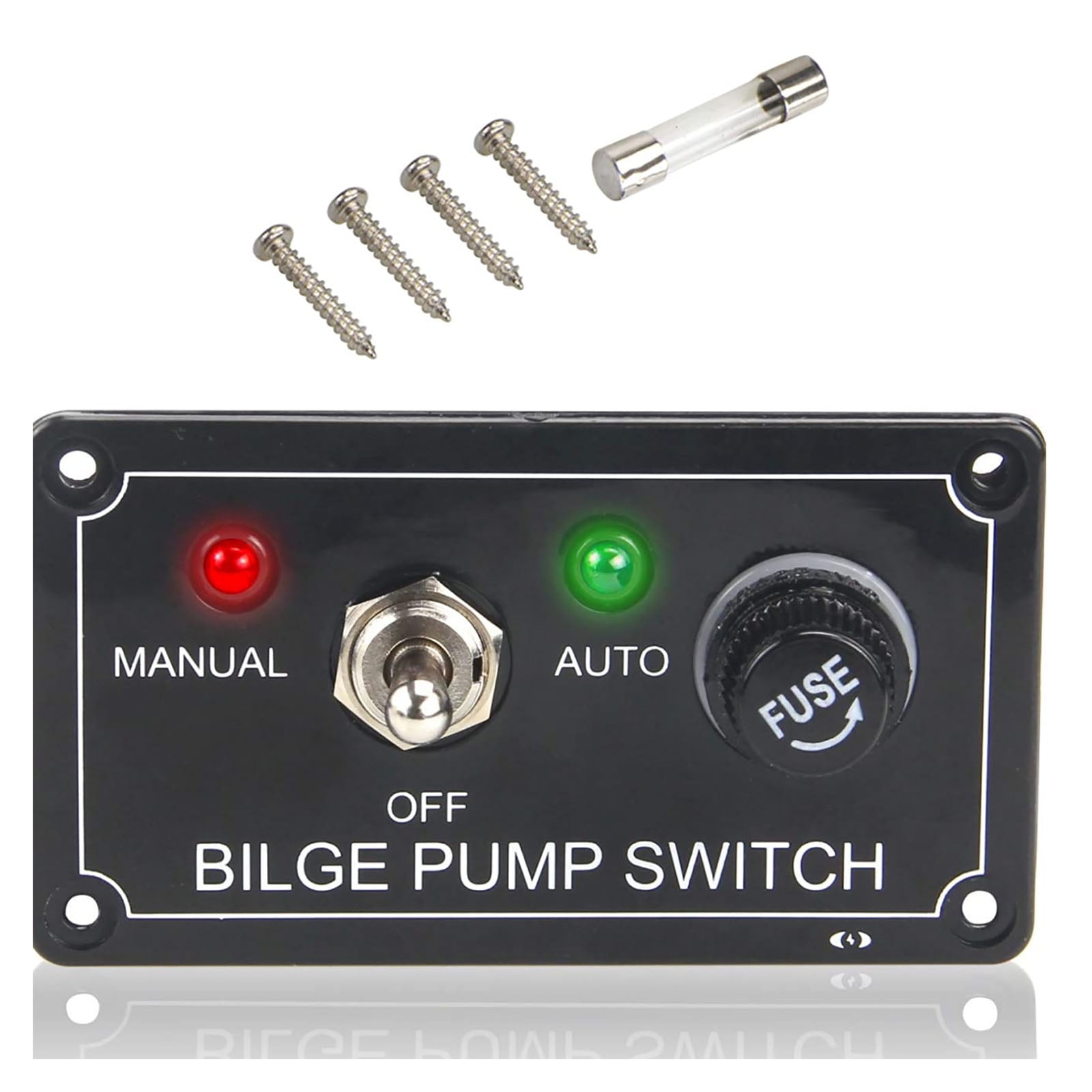 NATEFEMIN ON OFF AUTO Switch Panel 12V Black ABS for Bilge Pump 5A ...