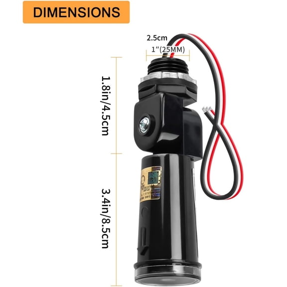 NATEFEMIN Outdoor Automatic Photocell Sensor 2 Pcs 105-130VAC 1000W IP54 Waterproof Adjustable for Garden Street Light Ambient Light Control