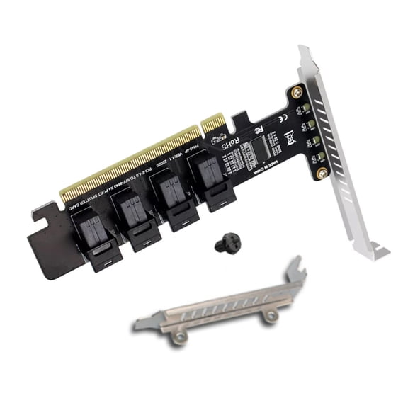 NATEFEMIN PCIe 4.0 U.2 NVMe Split Card SFF 8643 for Multiple NVMe SSDs 4 Port Data Transfer Windows Server