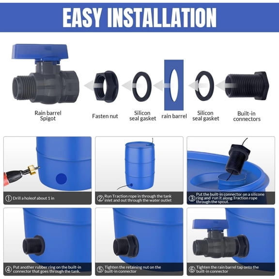 NATEFEMIN PVC Threaded Ball Valve Bulkhead Adapter Kit For Household Water Tub Farm Irrigation Outdoor Storage Tanks