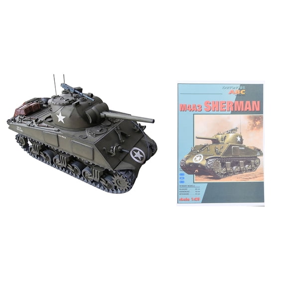 NATEFEMIN Paper Tank Model Set USA Sherman M4A3 Accurate Scale DIY For Enthusiasts Aviation Collectors Paper Material