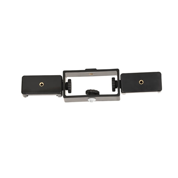 NATEFEMIN Phone Video Stabilizer for Smooth Video Capture and Steady Shots Multi-position Bracket Dual Clips 1/4 inch Screw Black