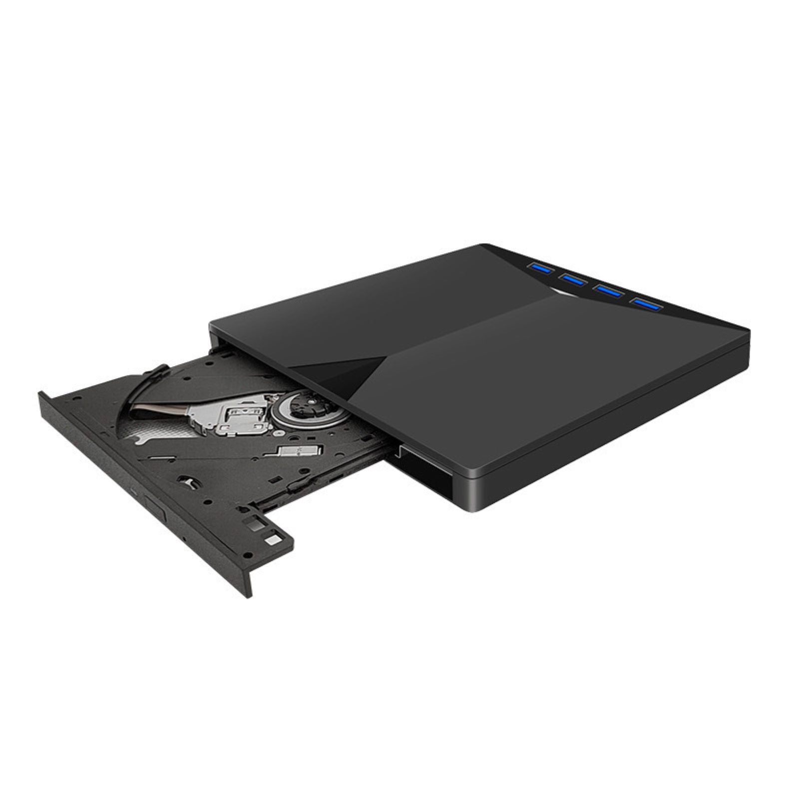 NATEFEMIN Portable USB 3.0 CD DVD Burner 7 in 1 Hub for Windows Mac with TF SD Card USB C Fast 5Gbps Ultra Slim Design Easy To Carry