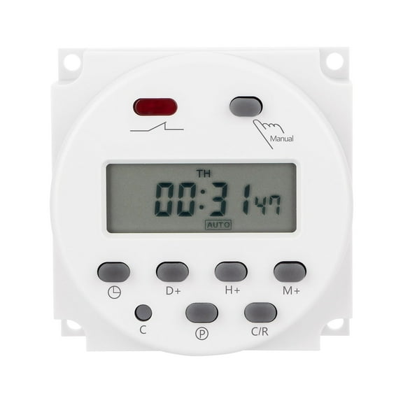 NATEFEMIN Programmable LCD Timer Switch 12V DC 17 Settings Per Day 15 Week Combinations Power Memory for Lighting