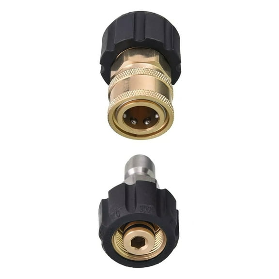 NATEFEMIN Quick Connect Pressure Washer Adapter Set M22-14 Female to 3/8 Plug and Socket Brass 5000 PSI Rated