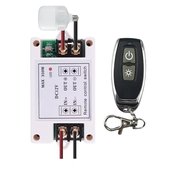NATEFEMIN RF 433MHz Wireless Remote Control Light Switch DC 12V 40A 350W Receiver for Car Modification