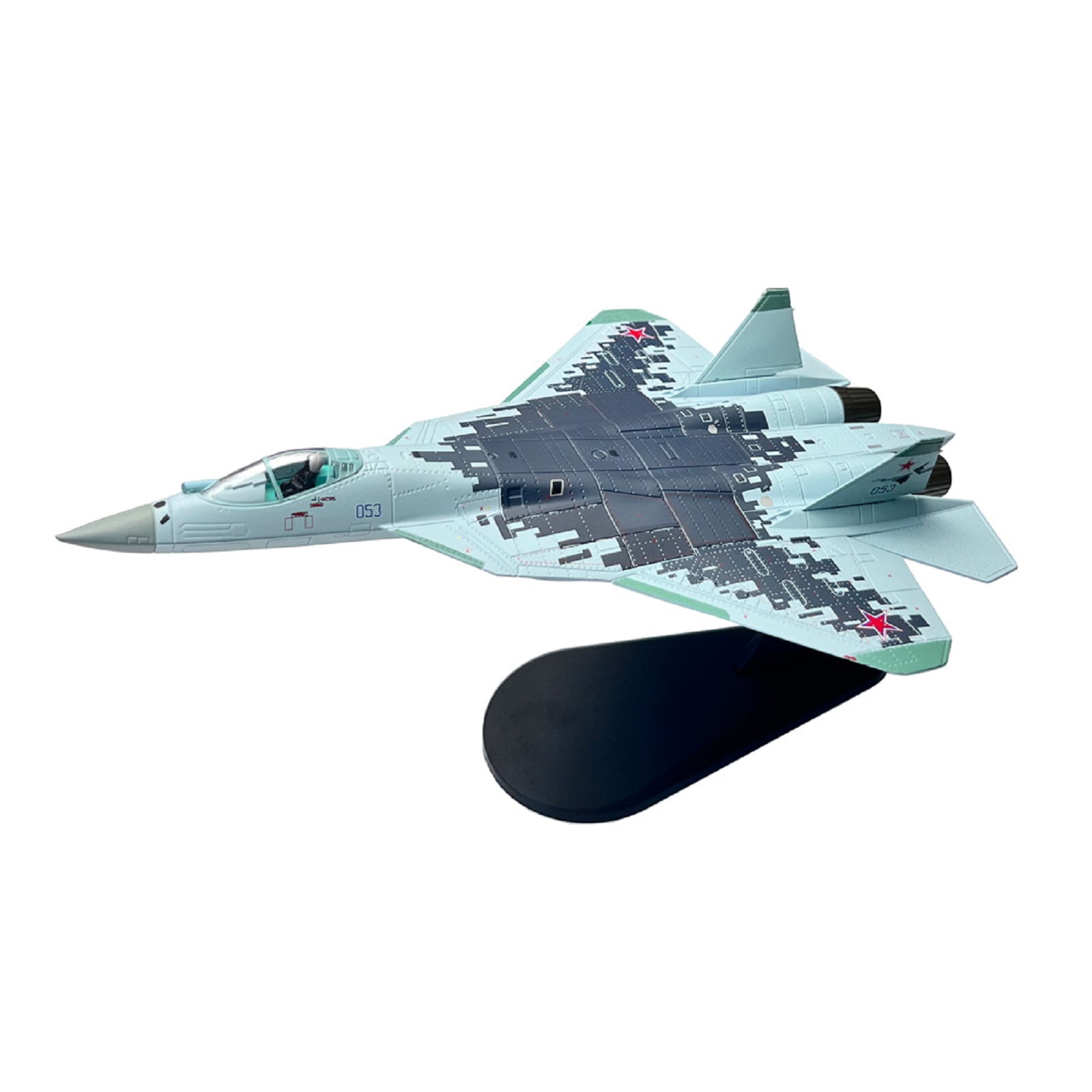 NATEFEMIN SU57 Russian Stealth Fighter Air Force Diecast Plane Model 1/100 Scale Collectible for Aviation Display and Gift