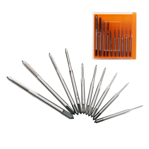 NATEFEMIN Screw Taps for Metric Threads M1 to M3.5 Bearing Steel Machine Tapping Set Auto Repair Machinery Metalworking 10 Pcs