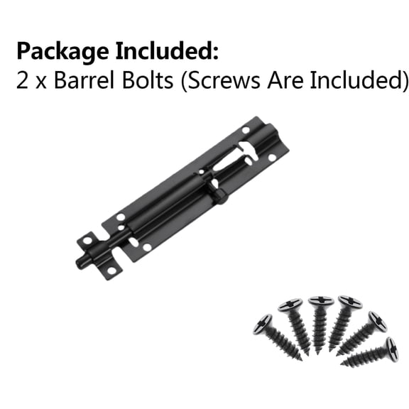 NATEFEMIN Stainless Steel Bolt Latch Lock For Garage Shutters Cabinets Barn Doors Black 7.32.7cm Firm Hold Accessory