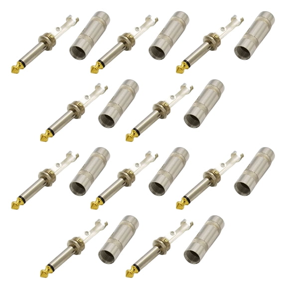 NATEFEMIN TS Male 6.35mm Audio Solder Connectors 1/4Inch Gold Plated For Guitar Mic Instrument Cables10Pcs