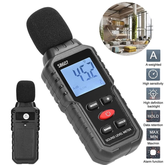 NATEFEMIN Technical Decibel Meter with Over/Under Indicator for Construction Site, Workshop, Office Acoustic Environment Evaluation Testing