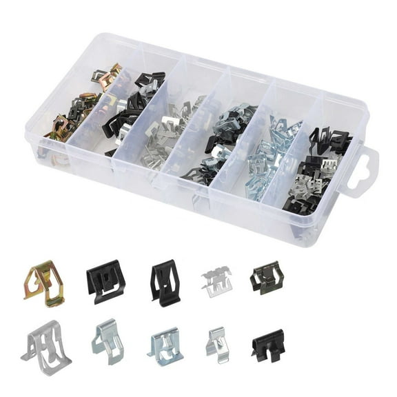 NATEFEMIN U-Clip Assortment 100 Zinc Plated Steel Spring Clips for Auto Interior and Exterior Trim Panels