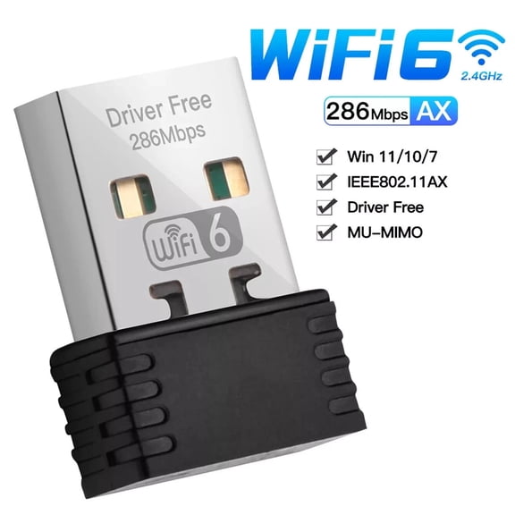 NATEFEMIN USB 2.0 WiFi 6 Network Adapter WEP WPA WPA2 Security For Windows System PC Stable Data Transfer