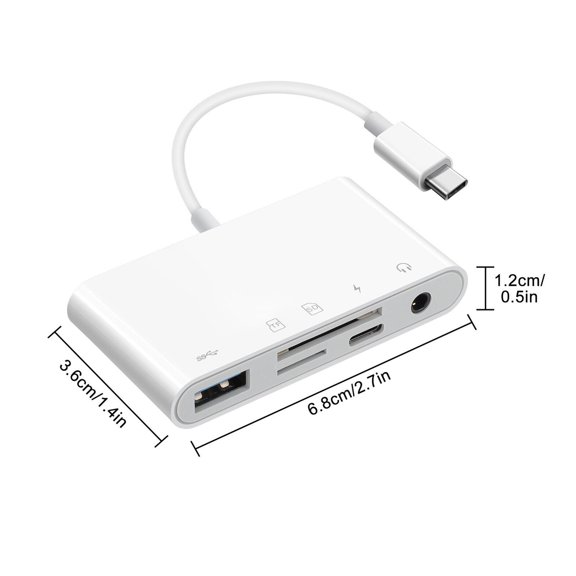 NATEFEMIN USB-C 5-in-1 Converter 3.5mm Audio SD Card Reader For Mobile Device Data Transfer And Peripheral Link Application
