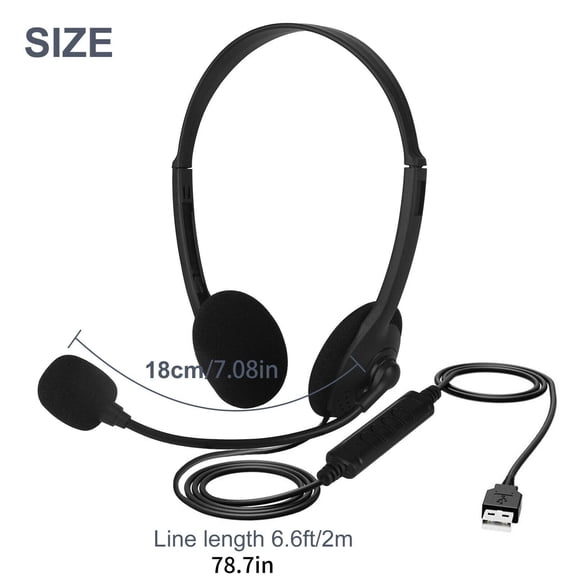 NATEFEMIN USB Computer Headset Noise Reduction Microphone Plug Play Design For Home Office Remote Meeting Work Use