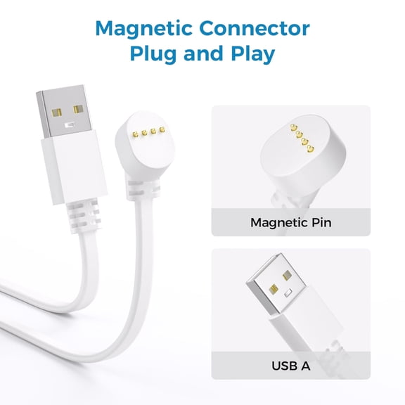 NATEFEMIN Weatherproof Magnetic Power Cable 17FT Flat Design Durable Construction For Nest Cam Battery Installation