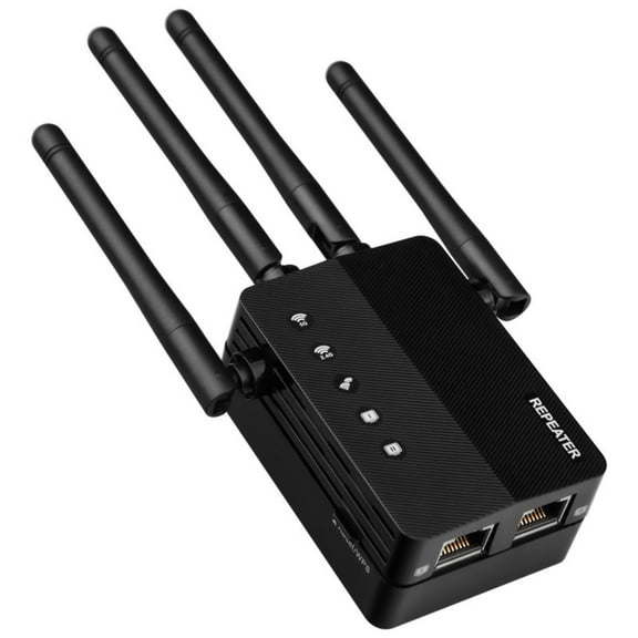 NATEFEMIN WiFi Extender Repeater AP Mode 1200Mbps RJ45 Port 4 Antennas Fast Stable for Home Office Black Durable