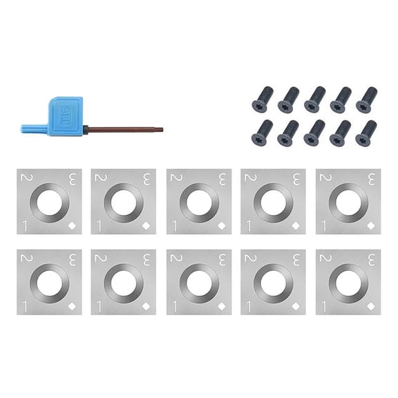 NATEFEMIN Wood Lathe Tools Carbide Steel Cutters 10 Pack Sharp Corners Easy Operate 14mm Square 30 Angle Includes Screws