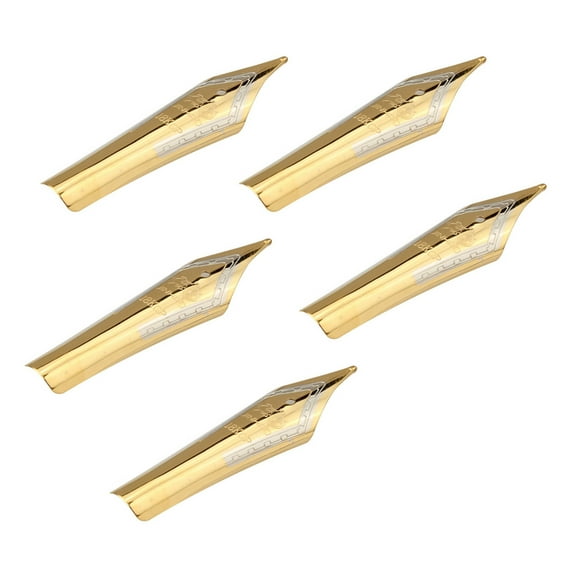NATEFEMIN Writing Drawing Fountain Pen Nibs 5 Pack Iraurita Gold 0 5mm Medium Tip Calligraphy Replacement 35x6mm Durable Premium