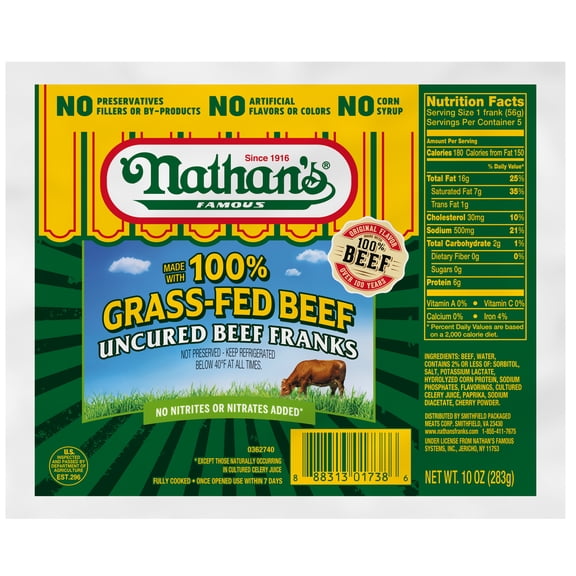 Nathan's Grass-Fed Beef Franks 10 oz