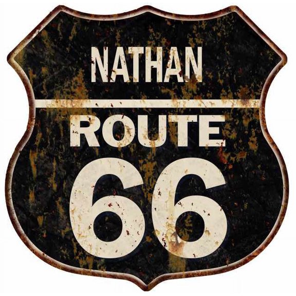 NATHAN Route 66 Sign Shield Metal Gift Man Cave Gift 211110004333