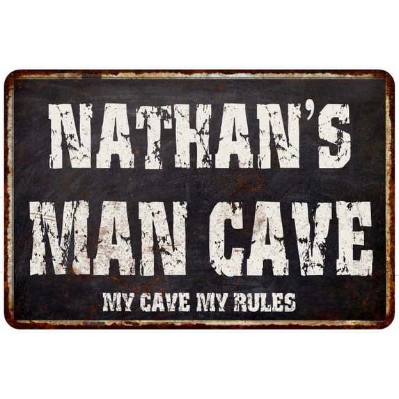 NATHAN'S Man Cave Black Grunge Sign Home Décor Gift Cave Funny 112180004330