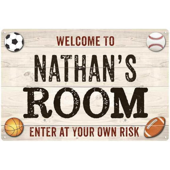 NATHAN'S Room Kids Bedroom Sign Boy's Gift 8x12 Metal 108120090021