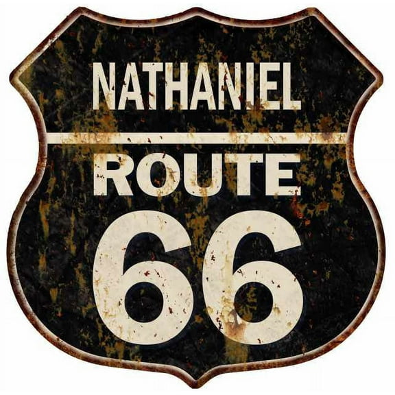 NATHANIEL Route 66 Sign Shield Metal Gift Man Cave Gift 211110004498