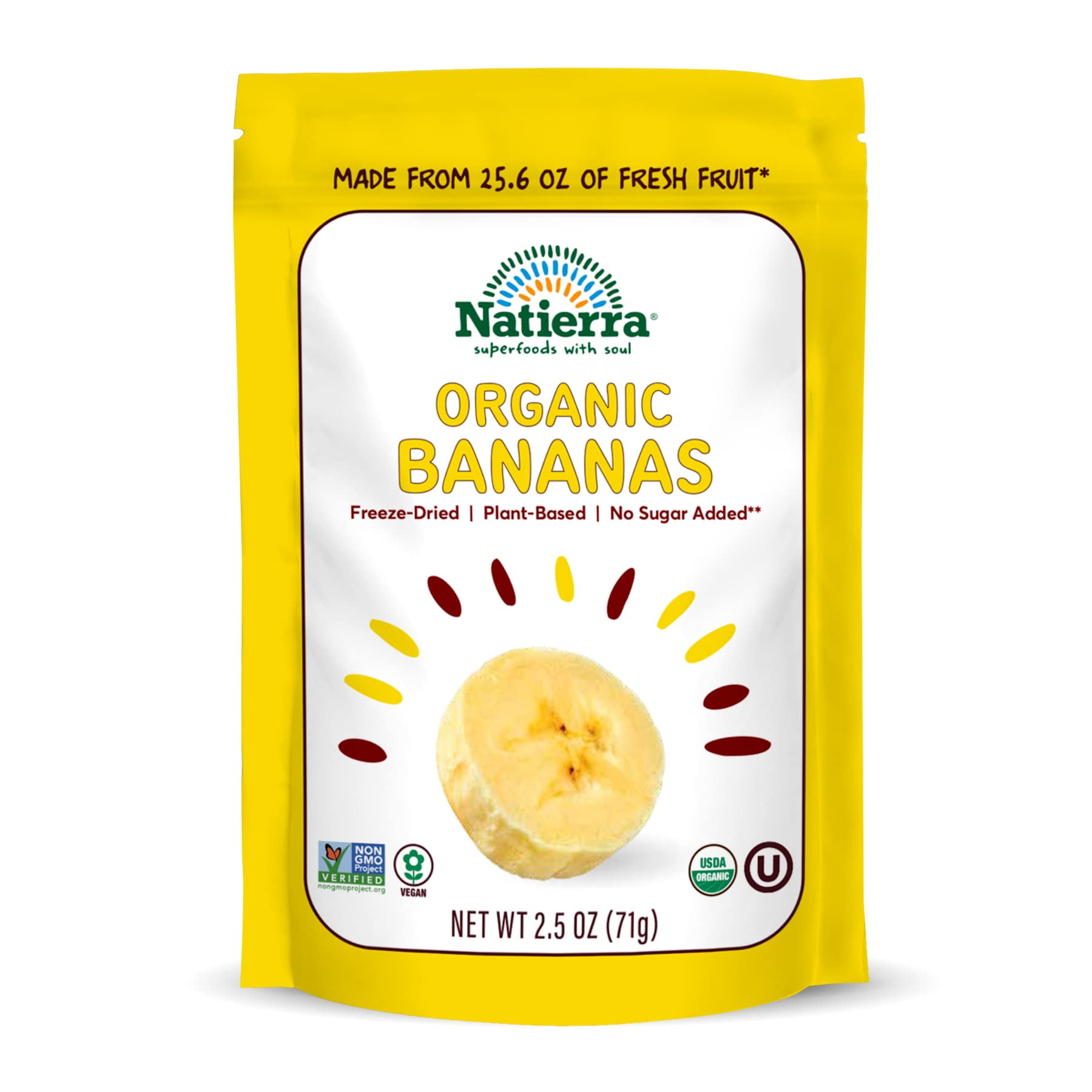 NATIERRA Organic Freeze-Dried Bananas JMS2USDA Certified Organic, Vegan & Non-GMO 2.5 Ounce (Pack of 1)