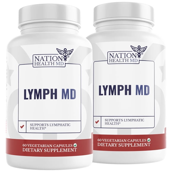 NATION HEALTH MD Lymph MD - Lymphatic Drainage Supplement - with Bromelain, Echinacea, Burdock Root, Dandelion, Rutin, Kelp & More - Lymph System Support for Women & Men - 120 Capsules