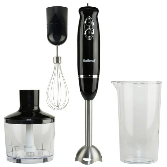 NATIONAL 500-Watt Multi-Purpose 4-in-1 Immersion Blender with Attachments (Black), NA-3104HB