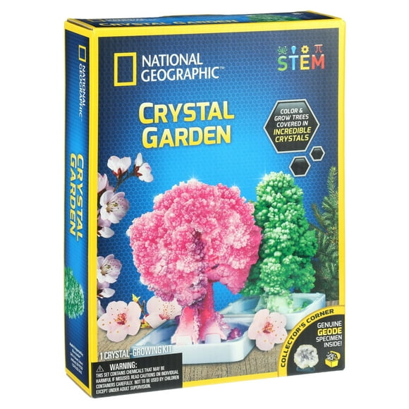 NATIONAL GEOGRAPHIC Crystal Growing Garden  Grow Two Crystal Trees in Just 6 Hours with this Crystal Growing Kit for Kids, Includes Geode, Learning Guide, and More, Great Gift for Boys and Girls