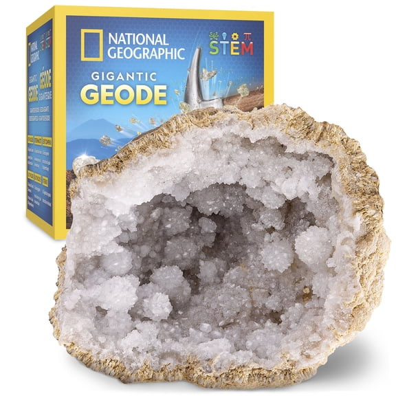 NATIONAL GEOGRAPHIC Gigantic Geode Kit Break Open a Huge Geode with Crystals Inside, Earth Science Kit for Kids